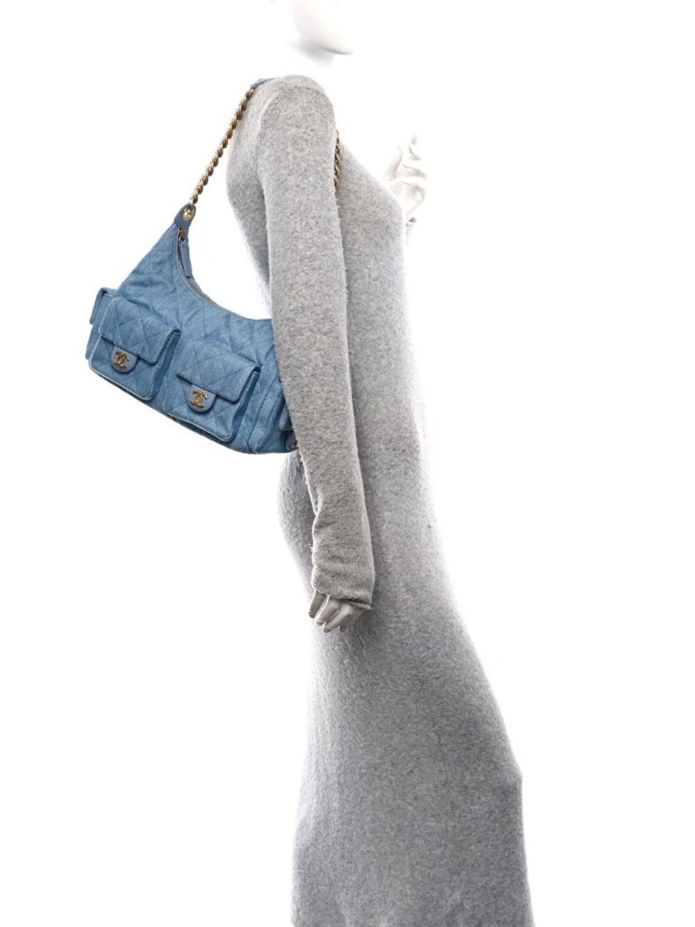 STUNNING Fashion Washed Denim Quilted Large Hobo-and SHIPS ASAP with BOX!